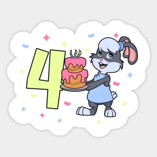 I am 4 with bunny - girl birthday 4 years old Sticker